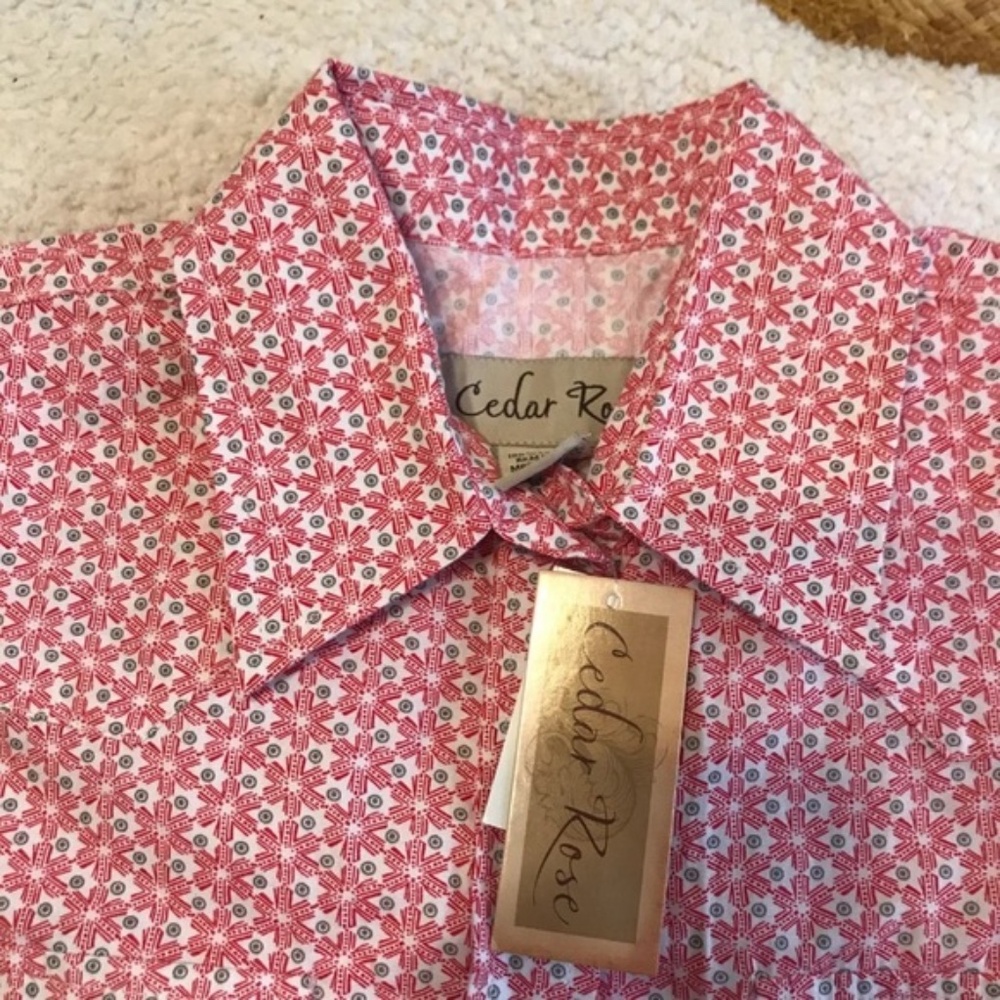 CEDAR ROSE BUTTOM DOWN floral pink cowgirls western long sleeve shirt size L - Picture 5 of 6